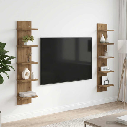 Vägg hylla 2 pcs Artisan-ek 22 x 15 x 100 cm Konstruerat trä