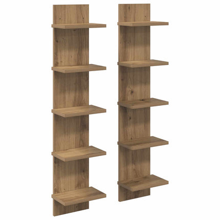 Vägg hylla 2 pcs Artisan-ek 22 x 15 x 100 cm Konstruerat trä
