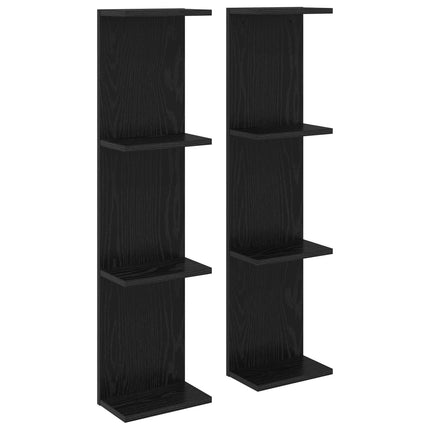 Vägg hylla 2 pcs Svart ek 22 x 15 x 100 cm Konstruerat trä