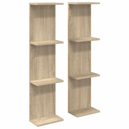 Vägg hylla 2 pcs Sonoma-ek 22 x 15 x 100 cm Konstruerat trä