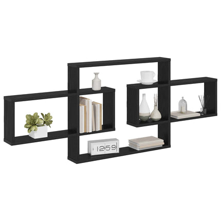 Vägg hylla Svart ek 130 x 10 x 50 cm Konstruerat trä