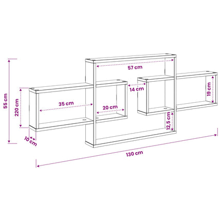 Vägg hylla Svart ek 130 x 10 x 50 cm Konstruerat trä