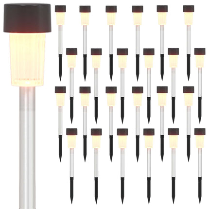 Utomhus solcellslampor med markspik 24 pcs Varmvit 29,5 cm