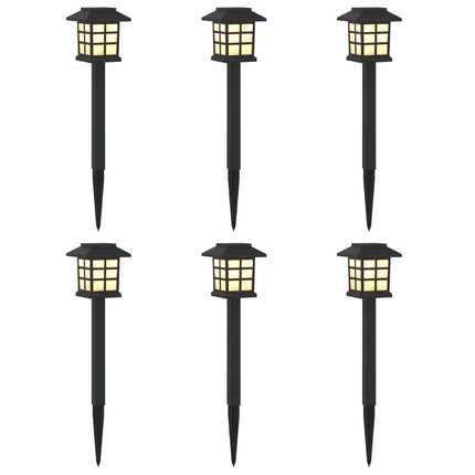 Utomhus solcellslampor med markspik 6 pcs Varmvit 38,5 cm PP