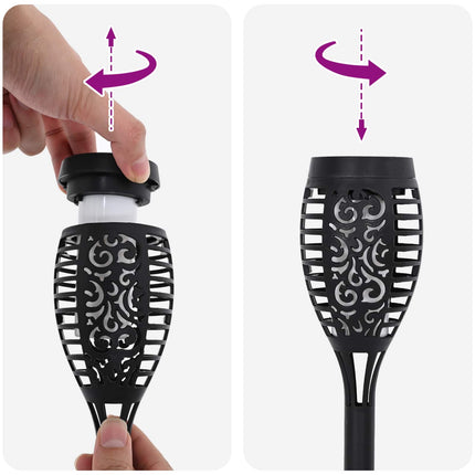Utomhus solcellslampor med markspik 12 pcs Varmvit 47,5 cm ABS