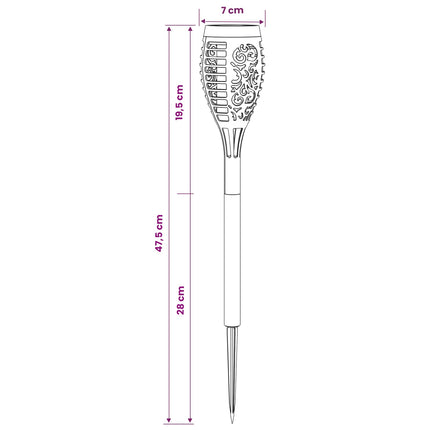 Utomhus solcellslampor med markspik 12 pcs Varmvit 47,5 cm ABS