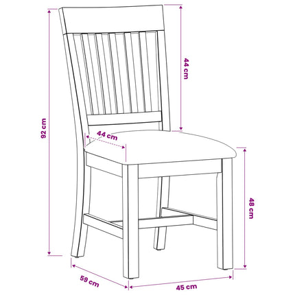 Matstol 2 pcs Massivt Ekträ Grå 45 x 59 x 92 cm