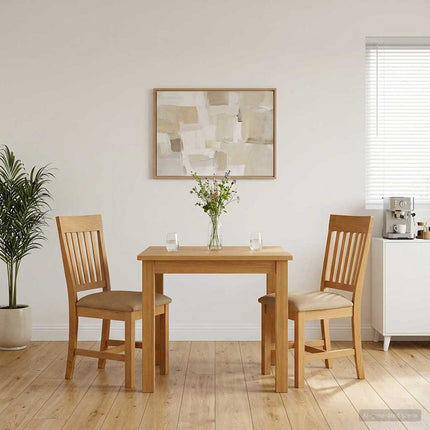 Matstol 2 pcs Massivt Ekträ Beige 45 x 59 x 92 cm
