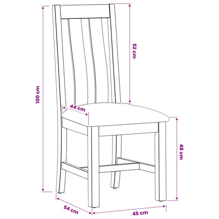 Matstol 2 pcs Massivt Ekträ Grå 45 x 54 x 100 cm