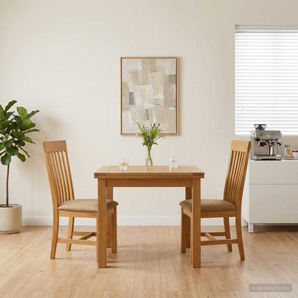 Matstol 2 pcs Massivt Ekträ Beige 45 x 59,5 x 100 cm