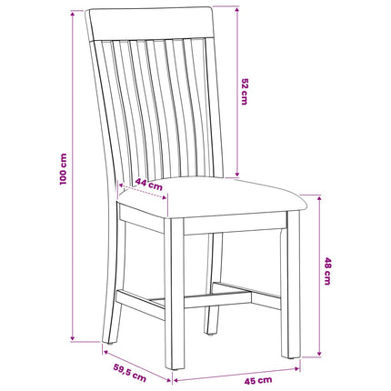 Matstol 2 pcs Massivt Ekträ Svart 45 x 59,5 x 100 cm