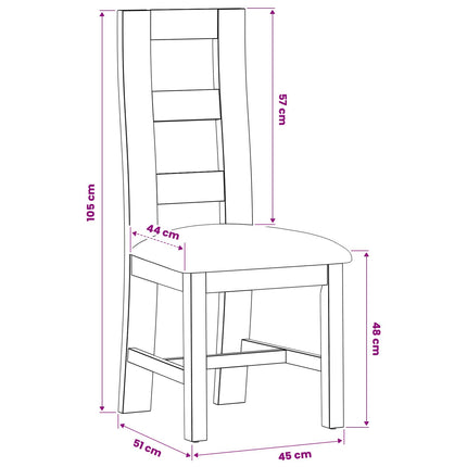 Matstol 2 pcs Massivt Ekträ Beige 45 x 51 x 105 cm