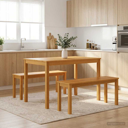Matbänk 95 x 32 x 45 cm Massivt Ekträ Naturlig