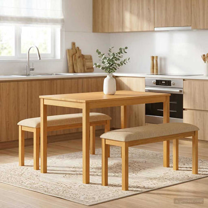 Matbänk 95 x 32 x 45 cm Massivt Ekträ Beige