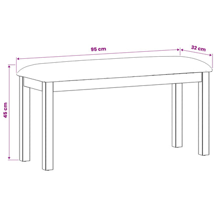 Matbänk 95 x 32 x 45 cm Massivt Ekträ Beige