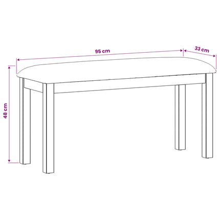 Matbänk 95 x 32 x 45 cm Massivt Ekträ Svart