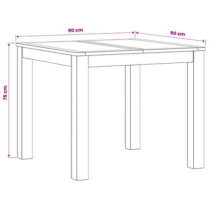 Matbord 90 x 90 x 75 cm Massivt Ekträ Naturlig Fyrkantig