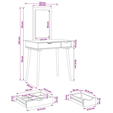 Skrivbordsset FAUSKE 2 pcs Vit 76 x 50 x 143 cm