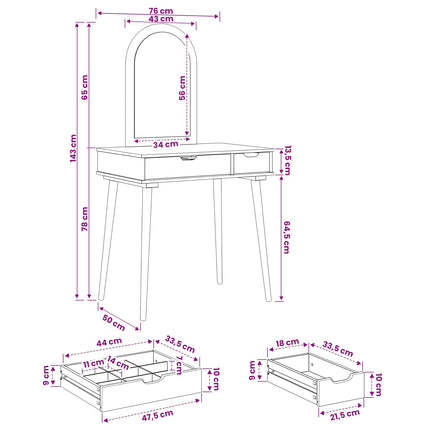 Skrivbordsset FAUSKE 2 pcs Vit 76 x 50 x 143 cm
