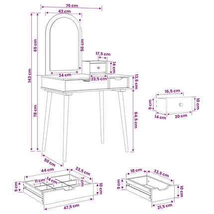Skrivbordsset FAUSKE 3 pcs Vit 76 x 50 x 143 cm