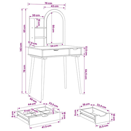 Skrivbordsset FAUSKE 3 pcs Vit 76 x 50 x 143 cm