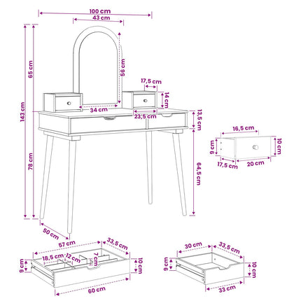 Skrivbordsset FAUSKE 4 pcs Vit 100 x 50 x 143 cm