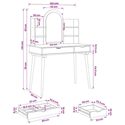 Skrivbordsset FAUSKE 4 pcs Vit 100 x 50 x 143 cm