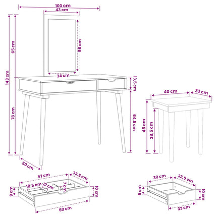Skrivbordsset FAUSKE 3 pcs Vit 100 x 50 x 143 cm