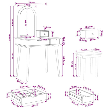 Skrivbordsset FAUSKE 4 pcs Vit 76 x 50 x 143 cm