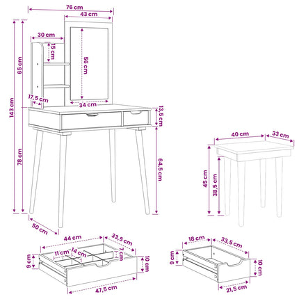 Skrivbordsset FAUSKE 4 pcs Vit 76 x 50 x 143 cm