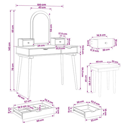 Skrivbordsset FAUSKE 5 pcs Vit 100 x 50 x 143 cm
