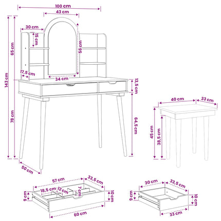 Skrivbordsset FAUSKE 5 pcs Vit 100 x 50 x 143 cm