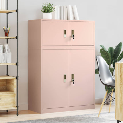 Förvaringsskåp 2 st Rosa 90 x 40 x 130 cm Stål Låsbar