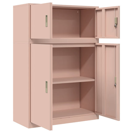 Förvaringsskåp 2 st Rosa 90 x 40 x 130 cm Stål Låsbar