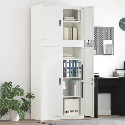 Förvaringsskåp 2 st Vit 90 x 40 x 210 cm Stål Låsbar