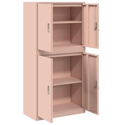 Förvaringsskåp 2 st Rosa 80 x 40 x 160 cm Stål Låsbar