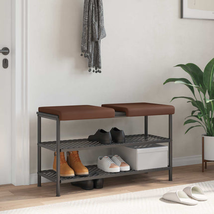 Bänk kudde 2 st Konstläder Brun Djup 35 cm