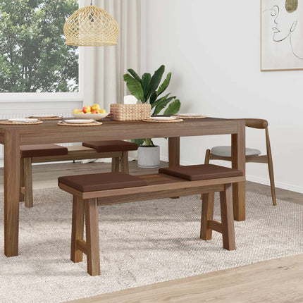 Bänk kudde 4 st Konstläder Brun Djup 35 cm