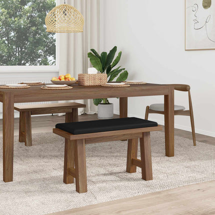 Bänk kudde Konstläder Svart Djup 35 cm