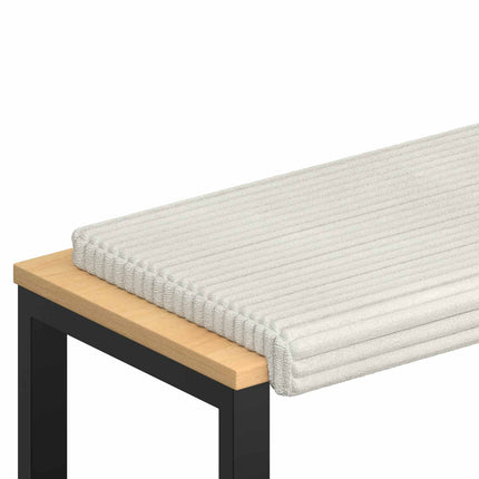 Bänk kudde Plush kordfløyel Gräddvit Djup 35 cm