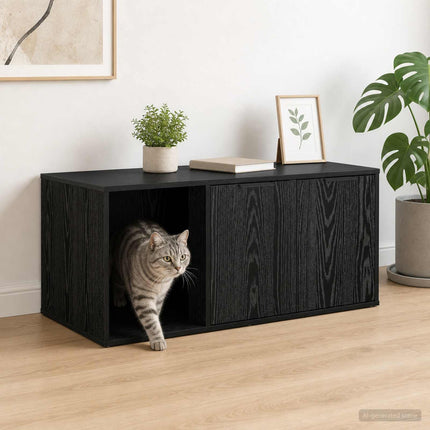 Kattbur Möbler Svart ek 100 x 49 x 45 cm Konstruerat trä