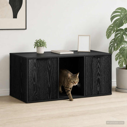 Kattbur Möbler Svart ek 100 x 49 x 45 cm Konstruerat trä