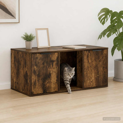 Kattbur Möbler Rökt ek 100 x 49 x 45 cm Konstruerat trä