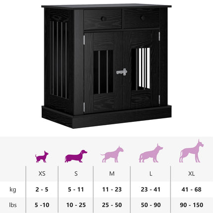 Hundbur möbel Svart ek 80 x 47,5 x 80 cm Konstruerat trä