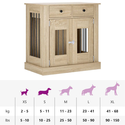 Hundbur möbel Sonoma-ek 80 x 47,5 x 80 cm Konstruerat trä