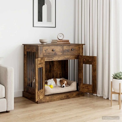 Hundbur möbel Rökt ek 80 x 47,5 x 80 cm Konstruerat trä