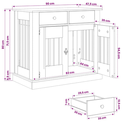 Hundbur möbel Svart ek 90 x 47,5 x 80 cm Konstruerat trä