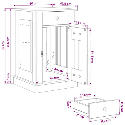 Hundbur möbel Svart ek 50 x 47,5 x 80 cm Konstruerat trä
