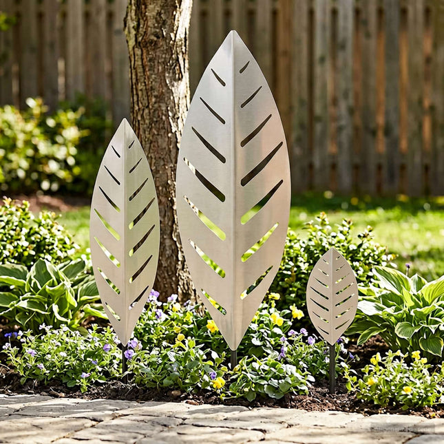 Trädgårdspinne 3 st 116,5 x 35 x 3 cm Rostfritt stål Silver