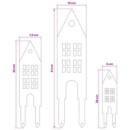 Trädgårdspinne 3 st 41 x 10 x 0,08 cm Svart Kallvalsat stål